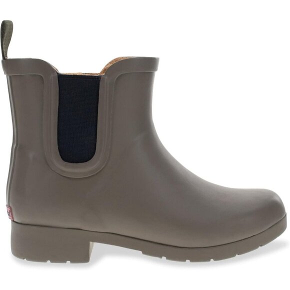 Women’s Brown Waterproof Plush Lined Slip On Rain Ankle Slim Chelsea Boots - Picture 6 of 13